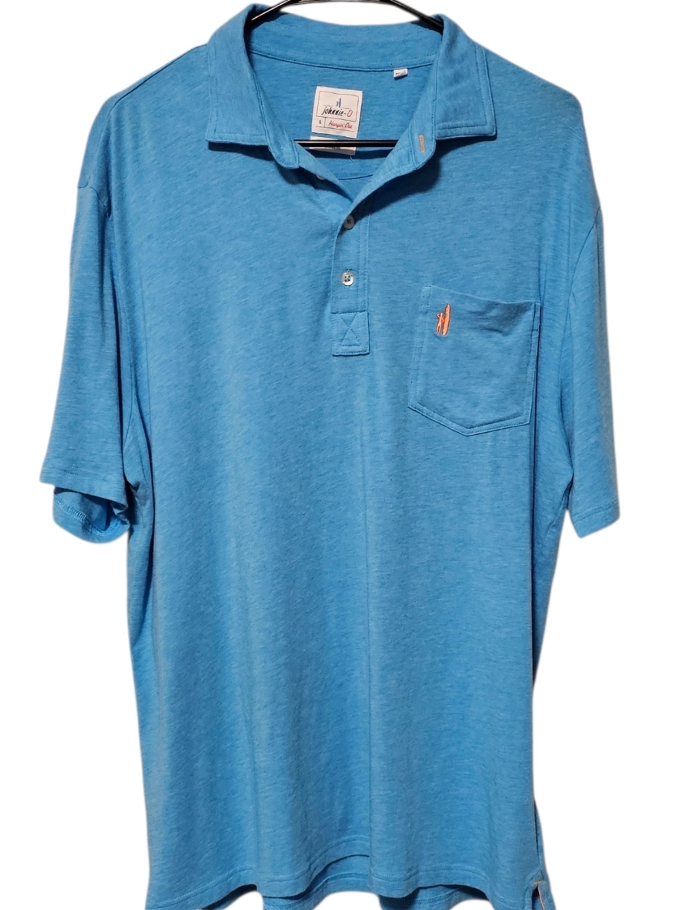 Johnnie-O Men's Heather Blue Hangin Out Collection Cotton Blend Polo Size L